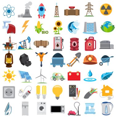 Enerji simgeler, vektör energetics Icons set