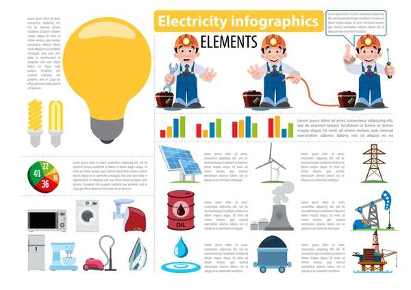 Elektřina infografiky prvky, energetického průmyslu — Stock fotografie