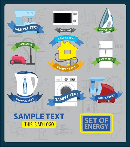 Набор логотипов бытовой техники, бытовой техники, энергии — стоковое фото