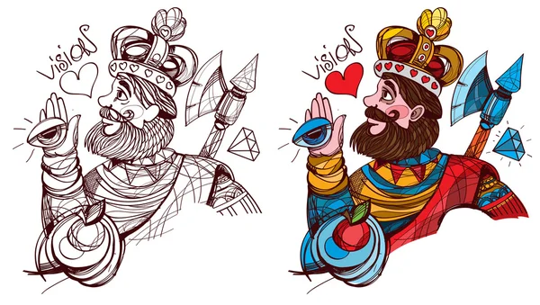 Σχήμα χαρακτήρα. Βασιλιάς της καρδιές σύμβολο κοστούμι. Παιγνιόχαρτα. — Φωτογραφία Αρχείου