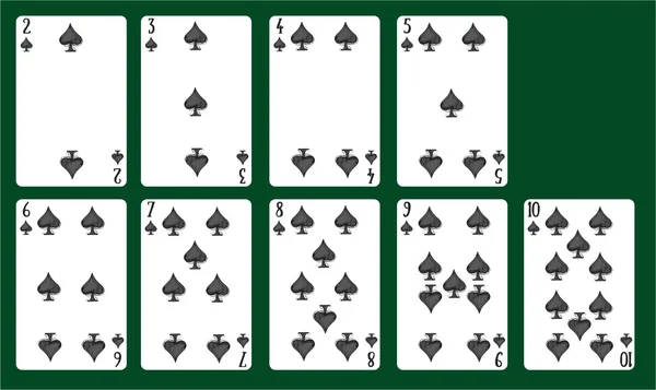 Jugar a las cartas picas de 2 a 10. Una baraja de cartas . —  Fotos de Stock