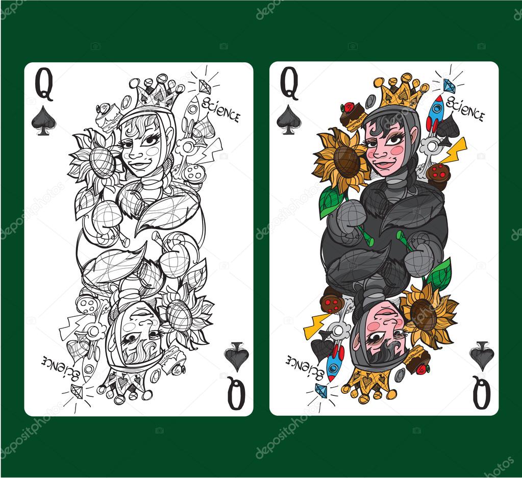 Queen of spades playing card.