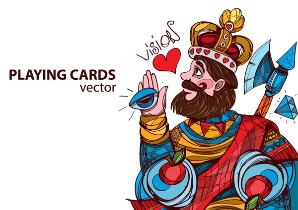 Király-kőr kártya ruha. — Stock Vector