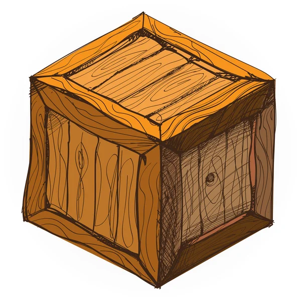 Caixa de madeira de placas, desenho colorido da mão . — Vetor de Stock