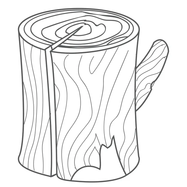 Ceppo di legno, ceppo di legno in stile cartone animato disegno contorno . — Vettoriale Stock