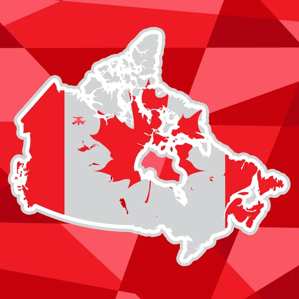 Kanada karta på polygon röd bakgrund. — Stock vektor