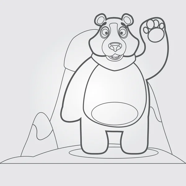 Medvěd v zimě v kreslený styl osnovy kreslení. — Stockový vektor