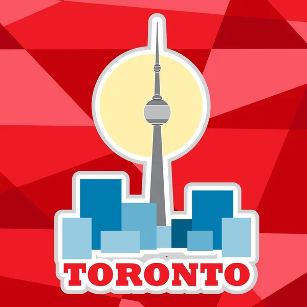 Torre TV CN Tower a Toronto su sfondo rosso poligono . — Vettoriale Stock