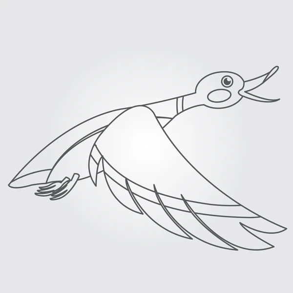 Dessin de contour d'icône volant canard sauvage . — Image vectorielle