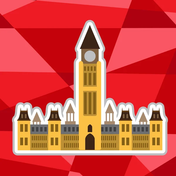 Parlamento del Canada su sfondo rosso poligono . — Vettoriale Stock
