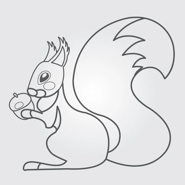 Σκίουρος με acorn σε ένα καρτούν στυλ διαστασιολογικά. — Διανυσματικό Αρχείο