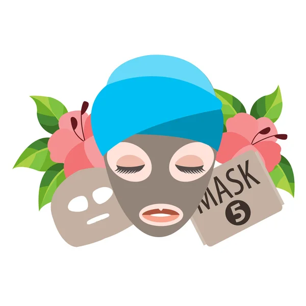 Καλλυντικά μάσκα στο πρόσωπο. Χρώματος απεικόνιση του επίσκεψη σε ένα κομμωτήριο της ομορφιάς. — Διανυσματικό Αρχείο