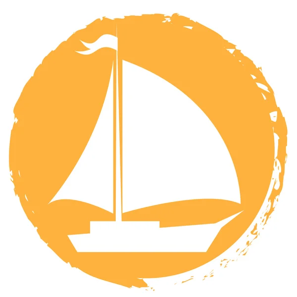 橙色的圆形背景白色的帆船标志. — 图库矢量图片