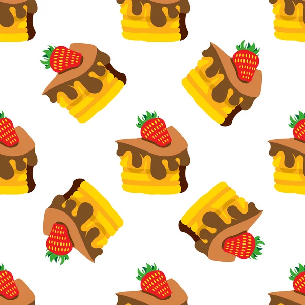 Nahtlose Muster Schokoladenkuchen mit Erdbeeren. — Stockfoto