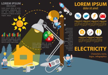 Bizim hayat, simgeler ve karakter elektrik enerjisi.