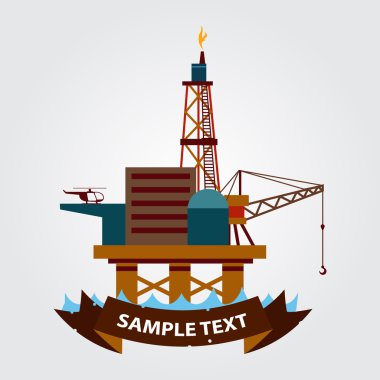 Deniz gaz platformu simgesi. Denizde sondaj. Petrol platformu, gaz yakıt, offshore sanayi, teknoloji matkap.