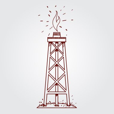 Petrol, gaz sondaj platformu logo. Anahat çizme.