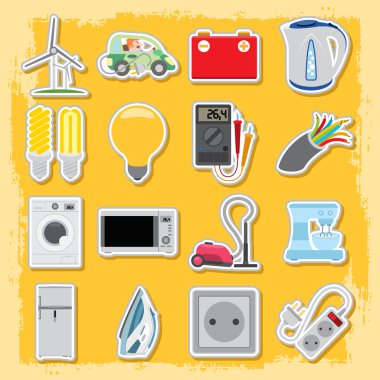 Hayatımızı, simgeler ve karakter elektrik enerji. Elektrikli ev aletleri, ayarlamak için Infographics.