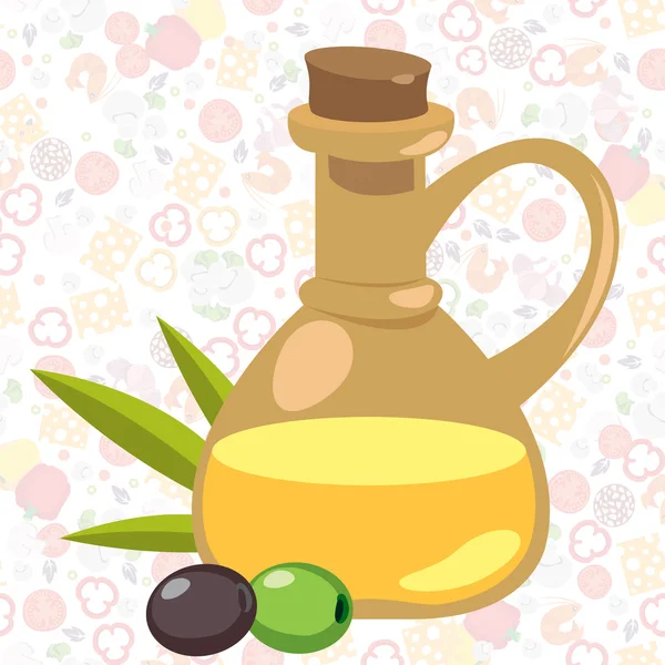 Aceite de oliva en la botella . — Vector de stock