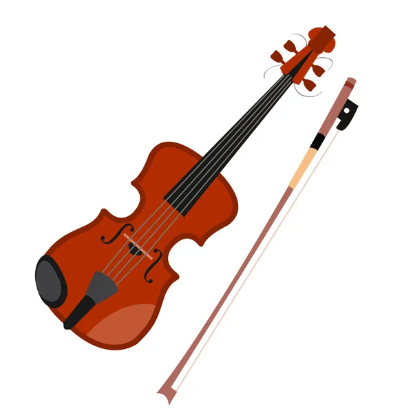 Violin och båge. Sträng fören musikinstrument höga registret. — Stock vektor