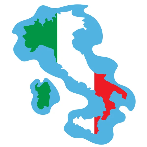 Mapa de Italia pintado en color de la bandera . — Vector de stock