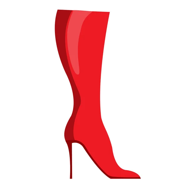 Red female high boot. — Stock Vector