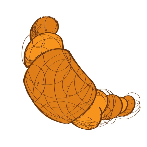 Croissant mão desenhada cor esboço . —  Vetores de Stock