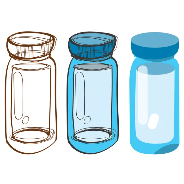 Trois bocaux en verre pour épices . — Image vectorielle