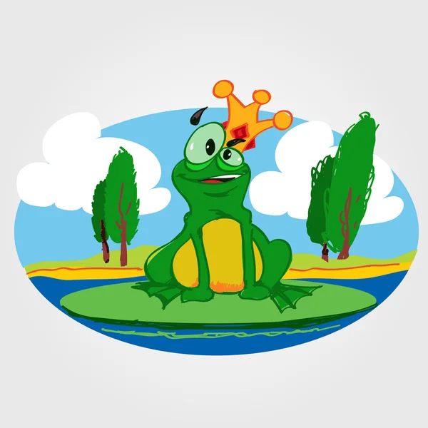 Grenouille Prince illustration en couleur . — Image vectorielle