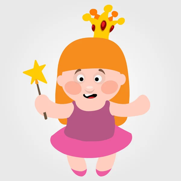 Kleine Prinzessin, Märchenfigur, Farbabbildung. — Stockvektor