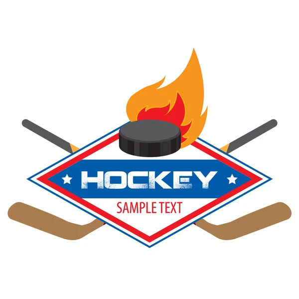 El logotipo del club de hockey o competición, palos de hockey cruzados y disco . — Vector de stock