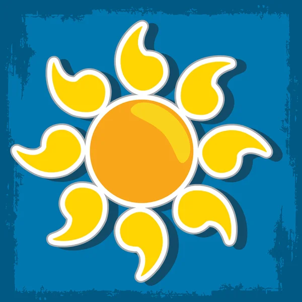 Εικονίδιο με τον ήλιο. Λογότυπο ήλιο ακτίνες σε ύφος κινούμενων σχεδίων. — Διανυσματικό Αρχείο