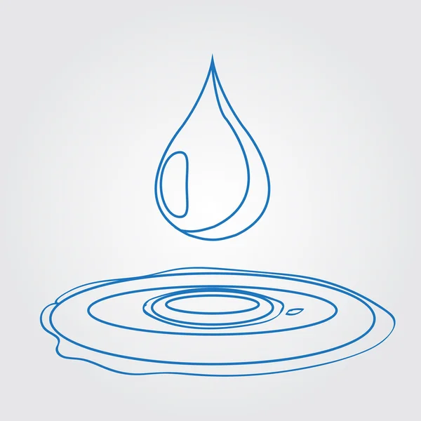 水ドロップのアイコン。漫画スタイルのロゴの液体のドロップします。外形図. — ストックベクタ