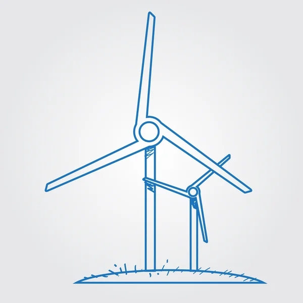 Windmolens logo. Omtrek tekenen. — Stockvector