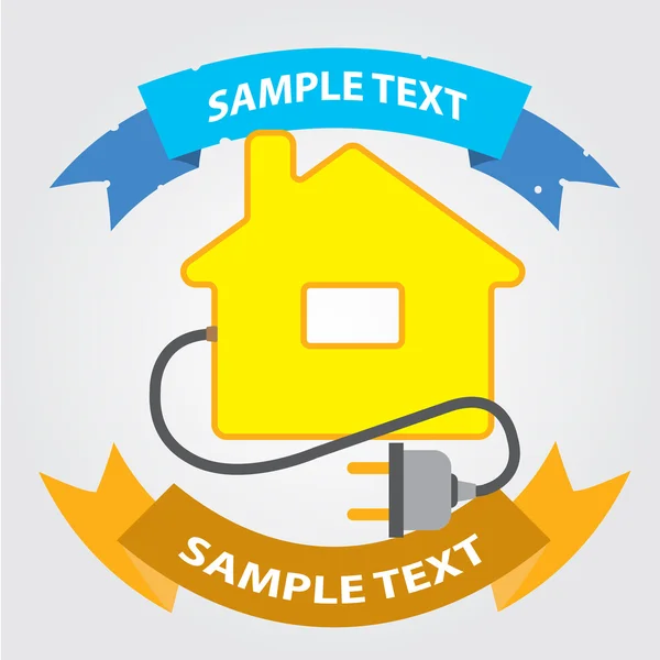 Símbolo cabaña con un enchufe eléctrico. Eco casa, eco tecnología . — Vector de stock