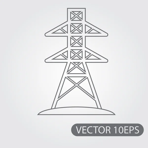 Hoogspanning toren pictogram zwart-wit omtrek tekenen. — Stockvector