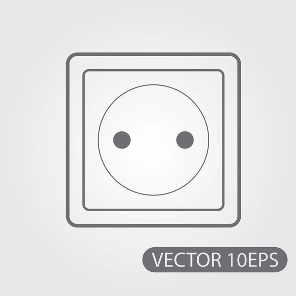 Huishoudelijk stopcontact pictogram zwart-wit omtrek tekenen. — Stockvector