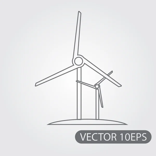 Windmolen pictogram zwart-wit schema opstellen. Moderne technologieën. Alternatieve energiebronnen. — Stockvector