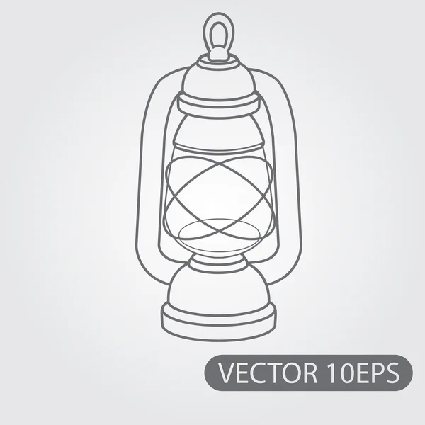 Kerosine lamp pictogram zwart-wit omtrek tekenen. — Stockvector