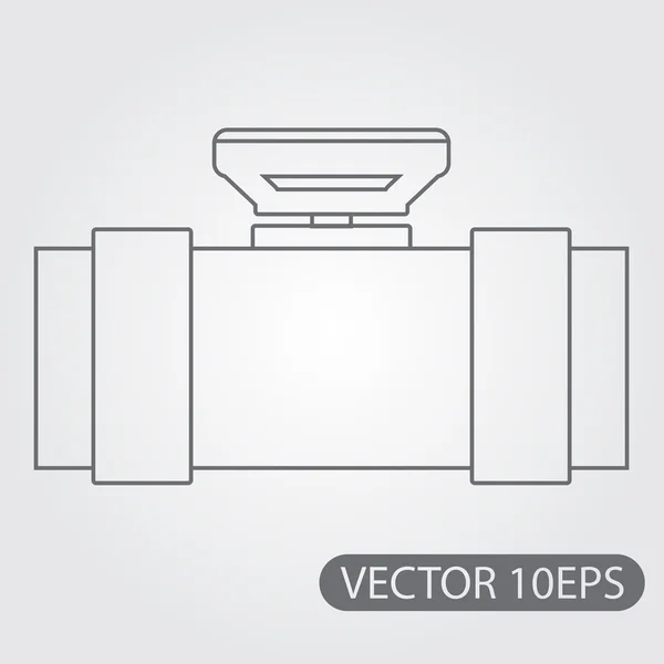 Pijpleiding pictogram zwart-wit schema opstellen. Gasleiding en ventiel, waterpijp. — Stockvector