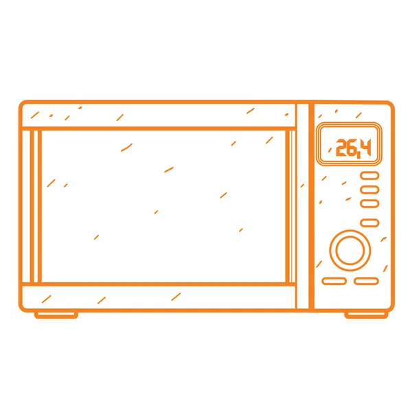 Dibujo de esquema de icono de microondas. Utensilios de cocina, equipo de cocina . — Vector de stock