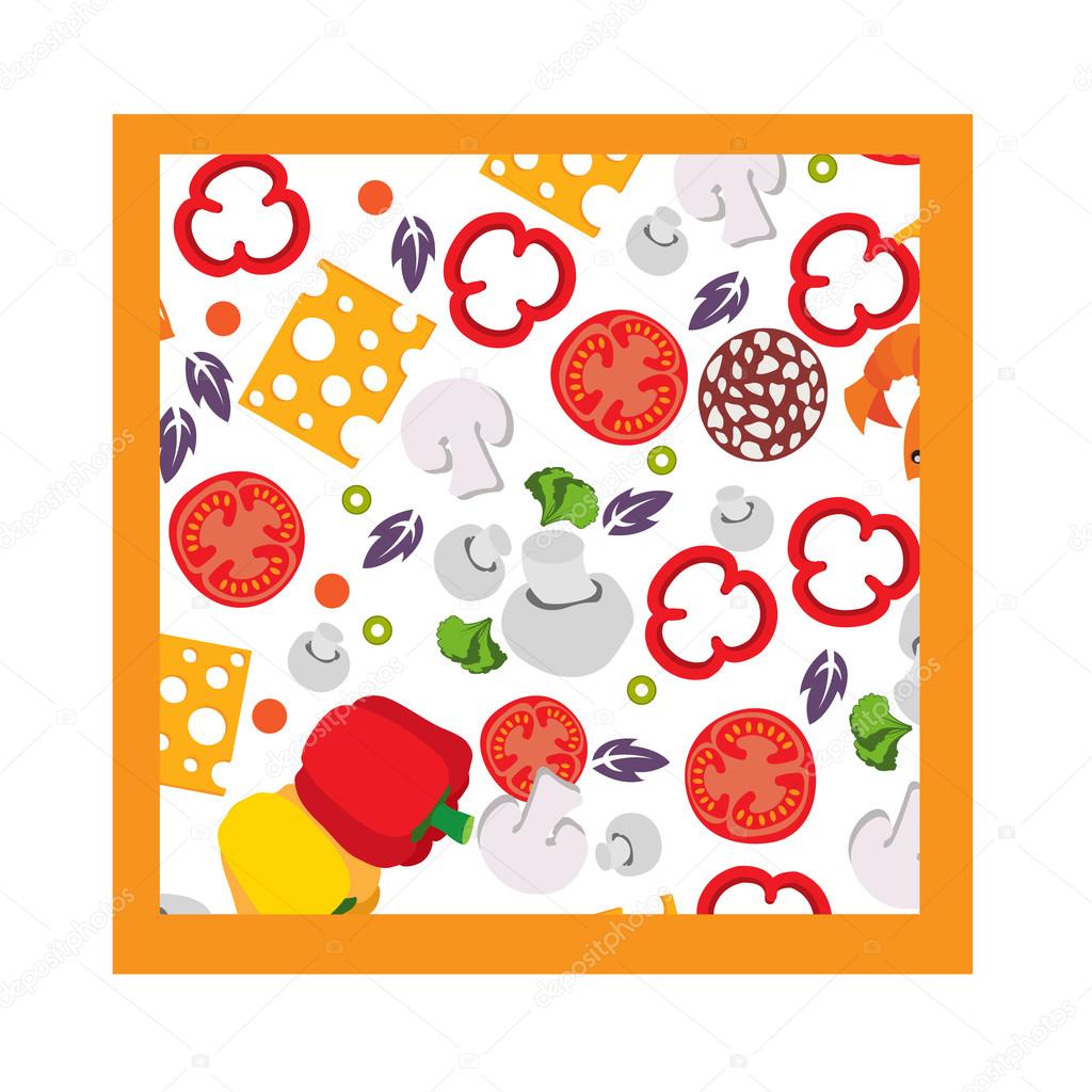 Pizza ambalaj tasarım. Pizza için malzemeler. — Stok Vektör © filkusto