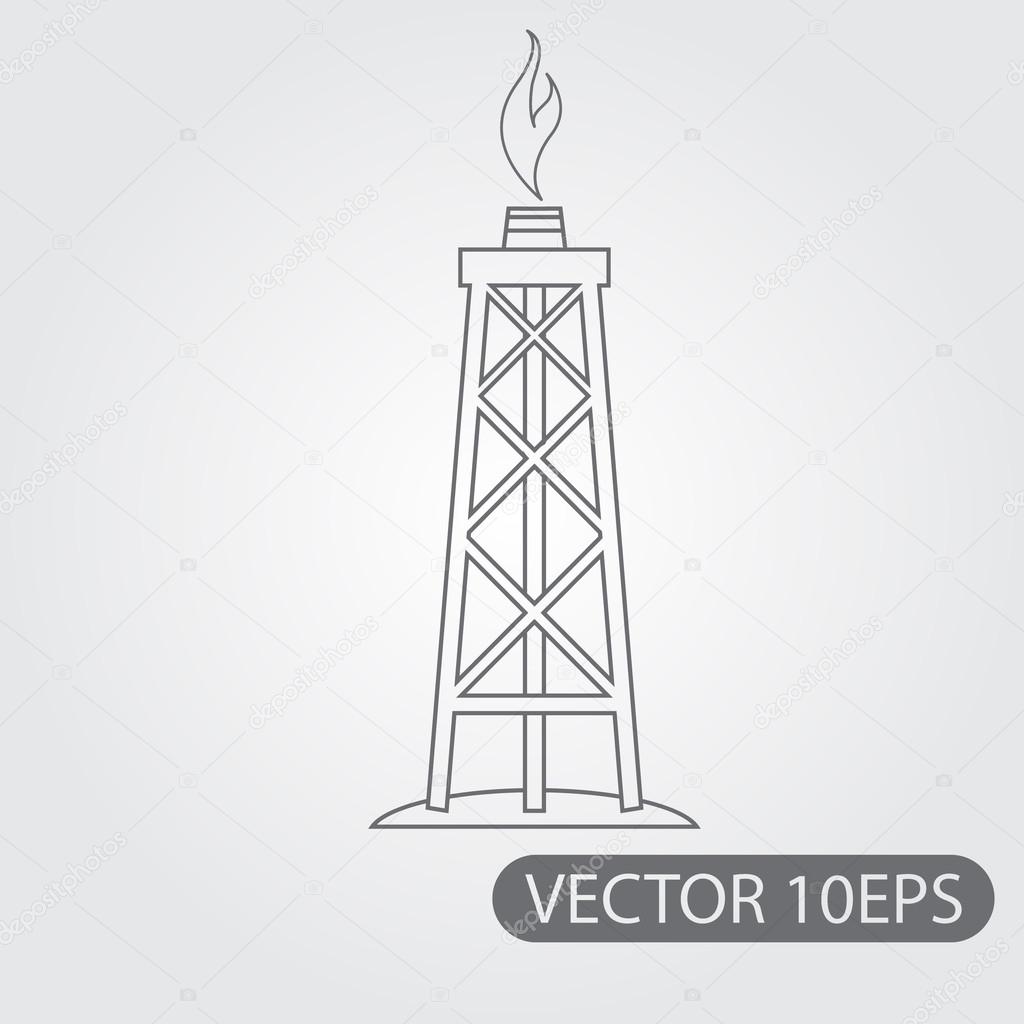 Gas, oil derrick icon black and white outline drawing. Mining. Stock Vector by ©filkusto 116126624