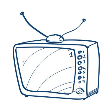 Vintage Tv simgesi. Tasarım öğeleri el tarzı çizilmiş.
