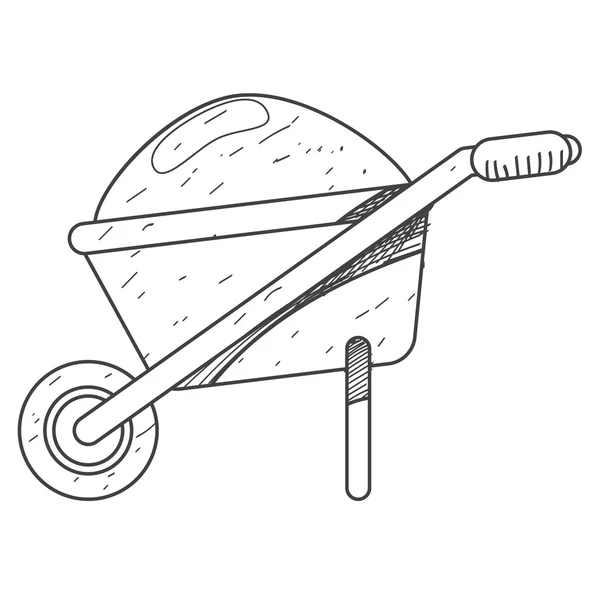 Carrinhos de mão para desenho de esboço de ícone de construção . — Vetor de Stock