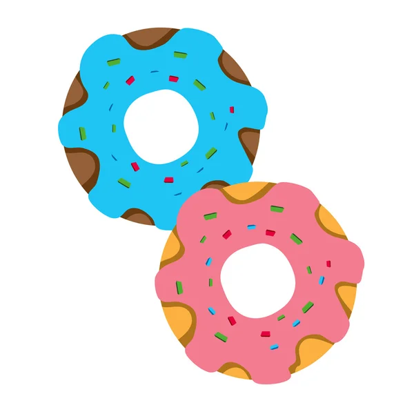 Two donuts. Color illustration of desserts and pastries. — Stock Vector