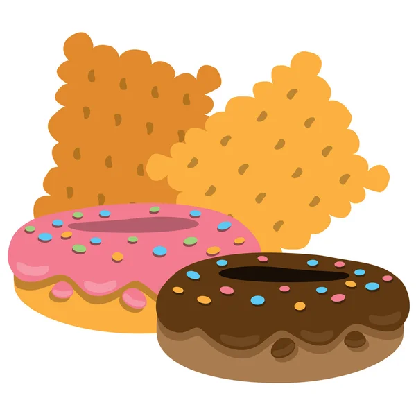 Bolachas e donuts. Baking ilustração cor . — Vetor de Stock