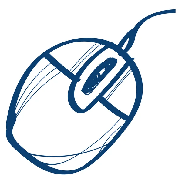 Icône de souris PC avec un contour noir sur un fond blanc . — Image vectorielle