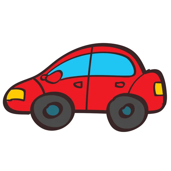 Red car color illustration in hand drawing style. — Stock Vector