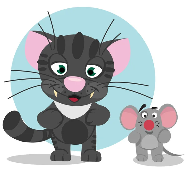 Gato y ratón — Vector de stock